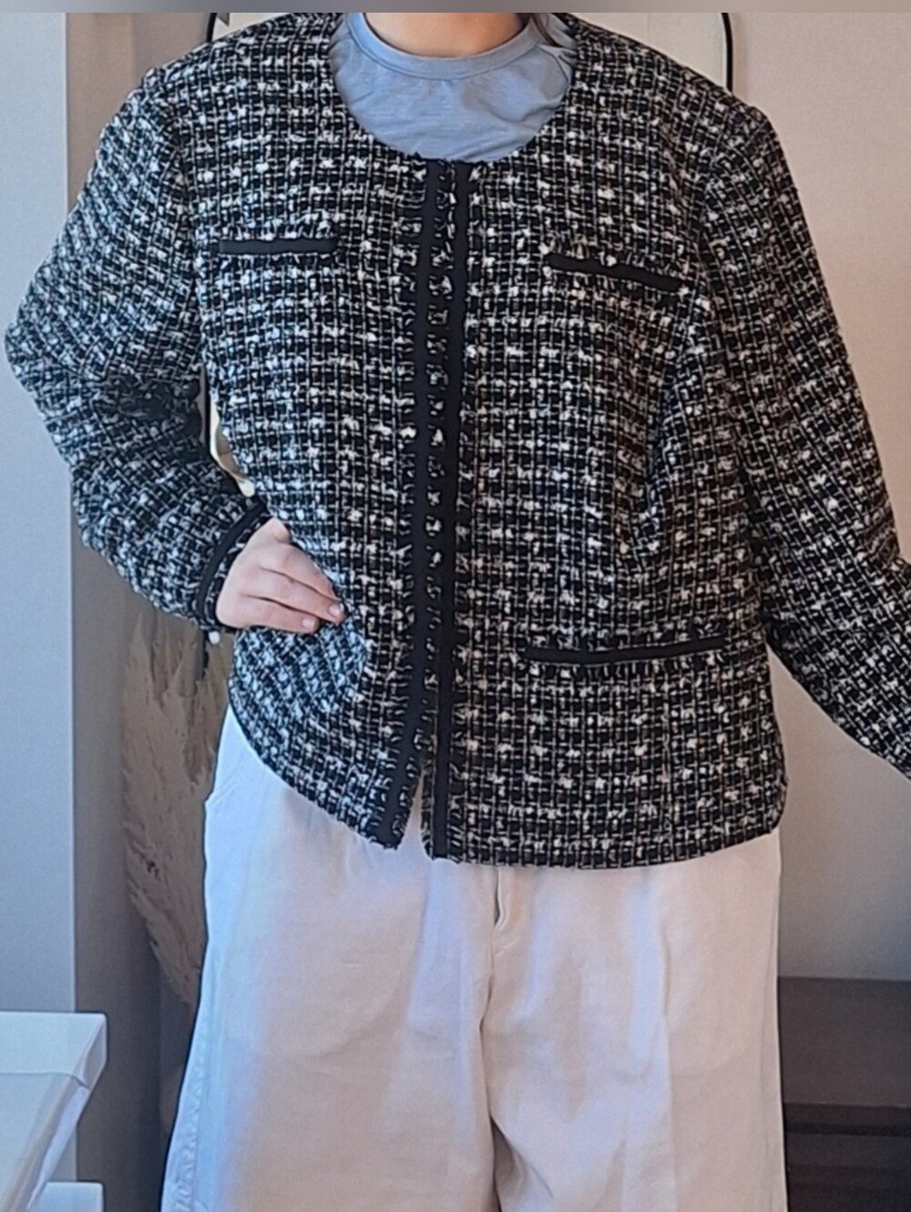 Lord & Taylor Black and White Tweed Blazer
